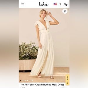 Lulu’s I’m all yours cream ruffled maxi dress